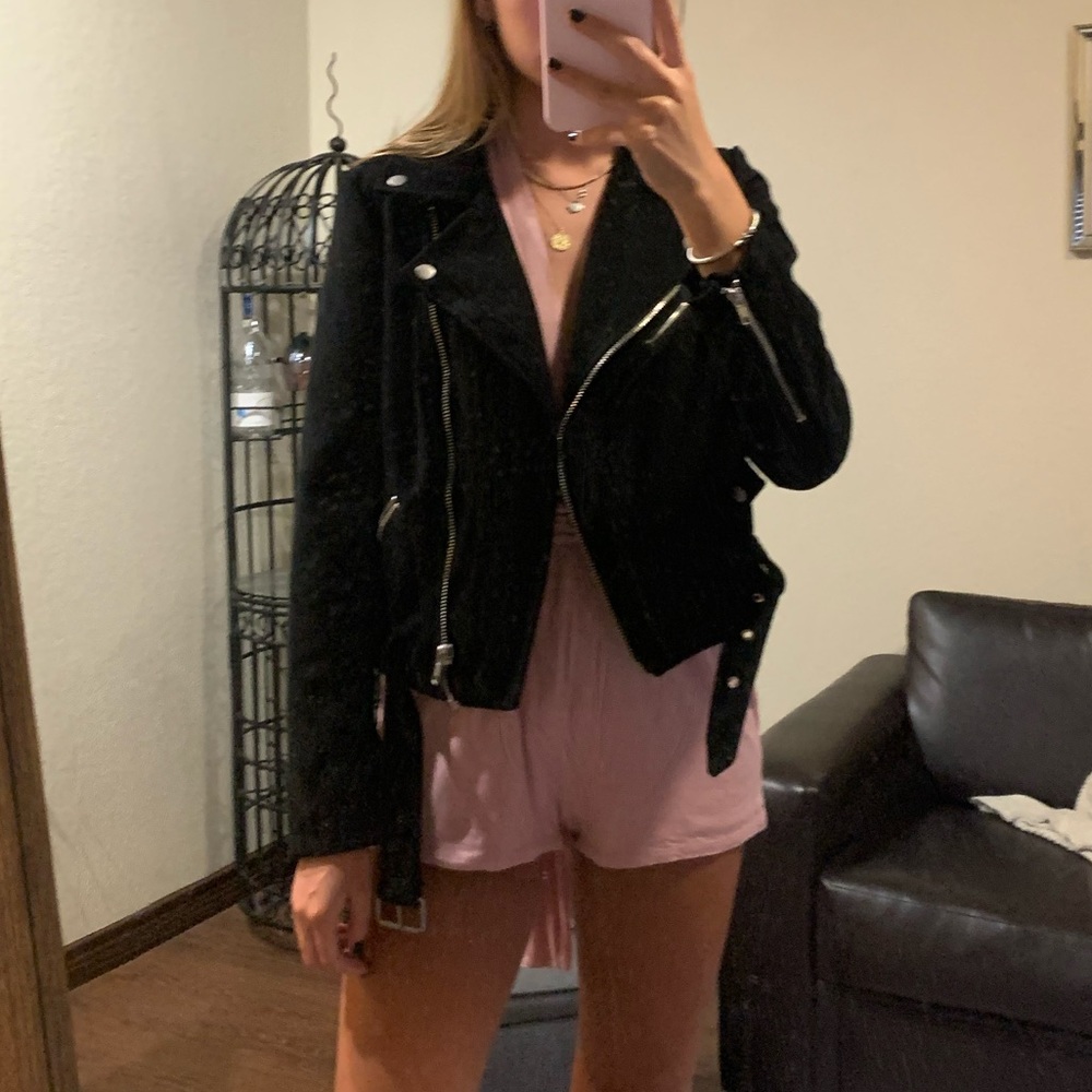 Faux Suede Moto Jacket